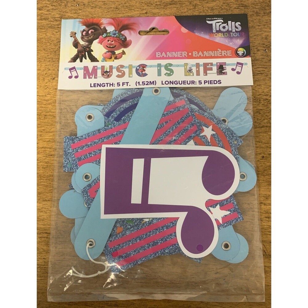 Trolls World Tour Party Banner 5ft~Girls Birthday Party Supplies